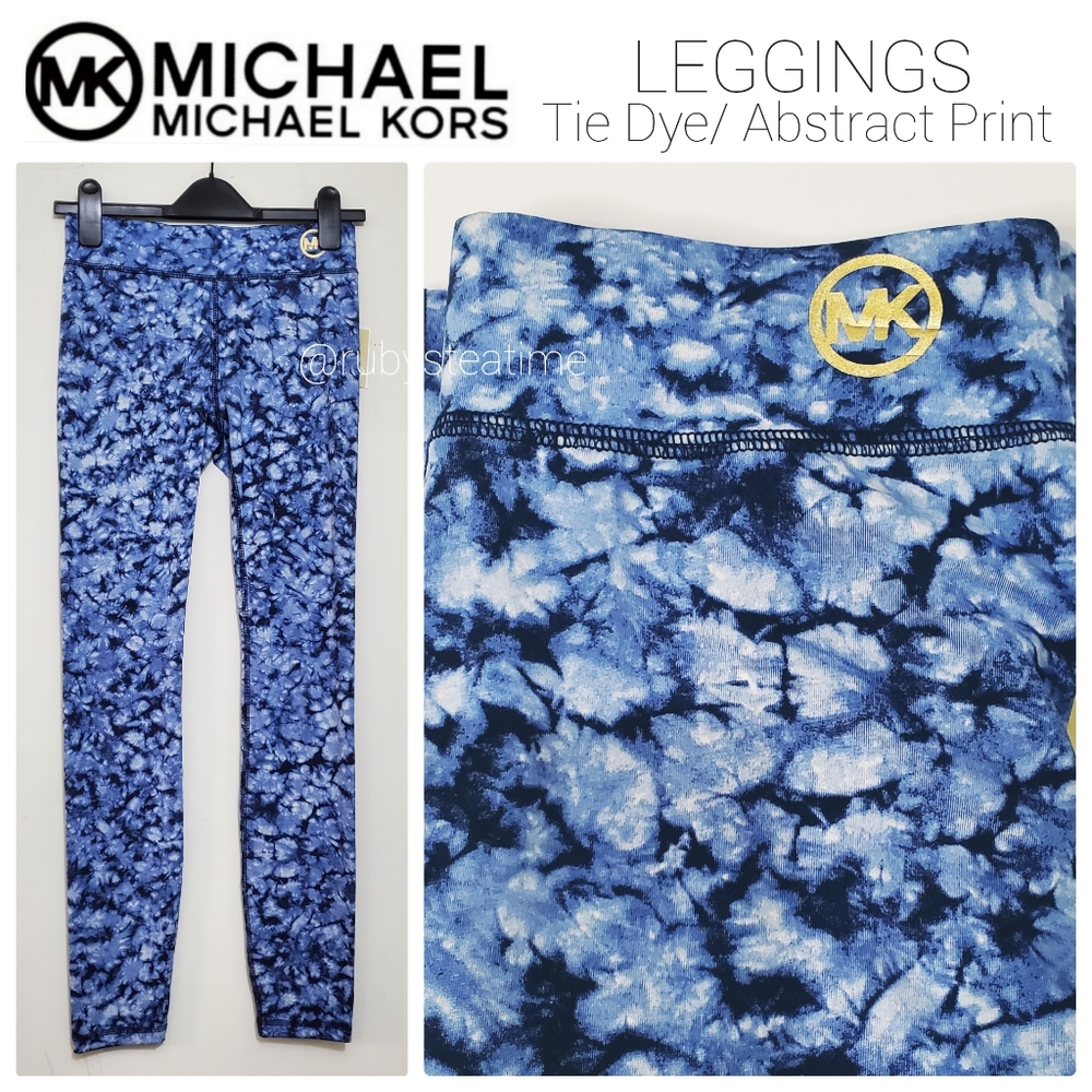 MICHAEL MICHAEL KORS Leggings Blue Tie Dye/ Abstract Print, NWT